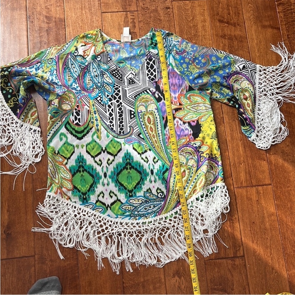Chicos Colorful Paisley Fringe Top - Picture 12 of 15